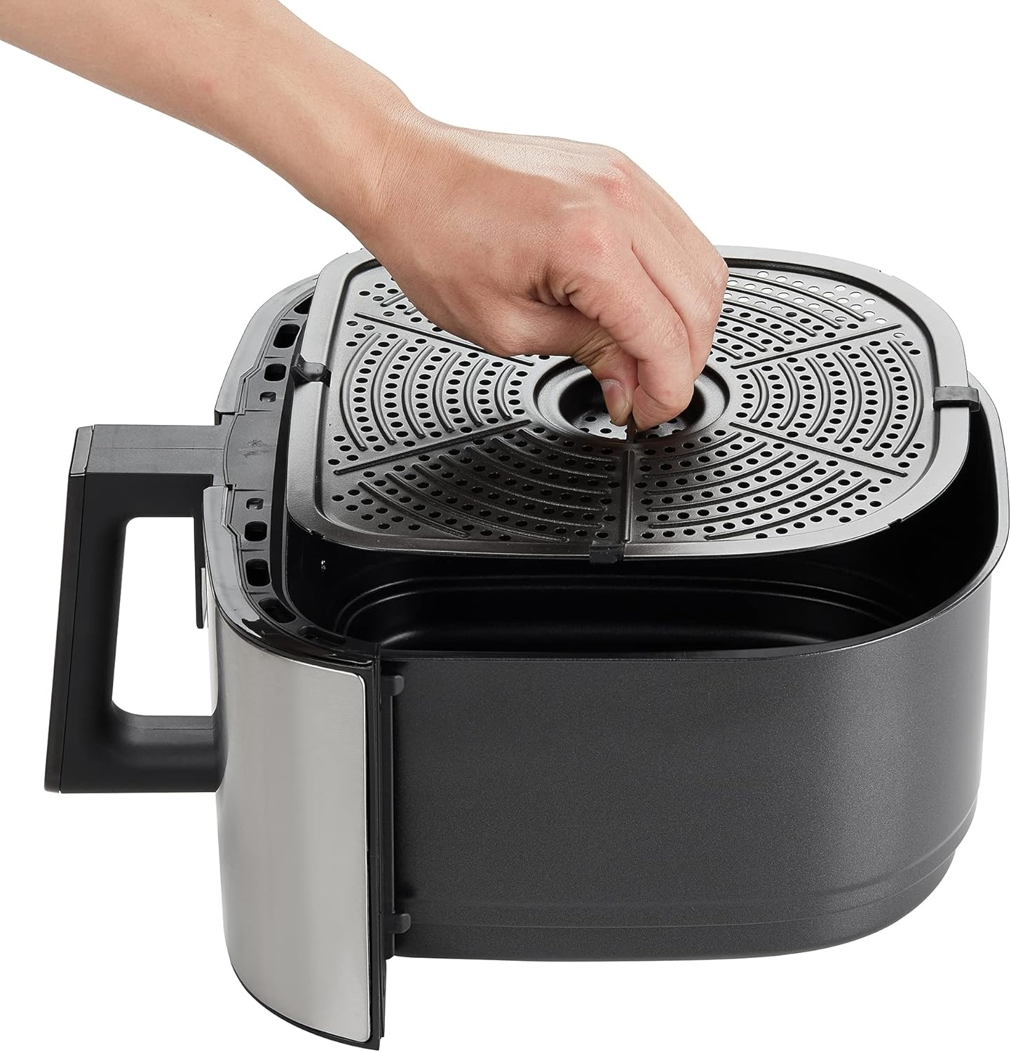 GoWISE USA 7-Quart Air Fryer & Dehydrator Max Steel XL- with Touchscreen Display with Stackable Dehydrating Racks with Preheat & Mute Functions + 100 Recipes (Stainless Steel)