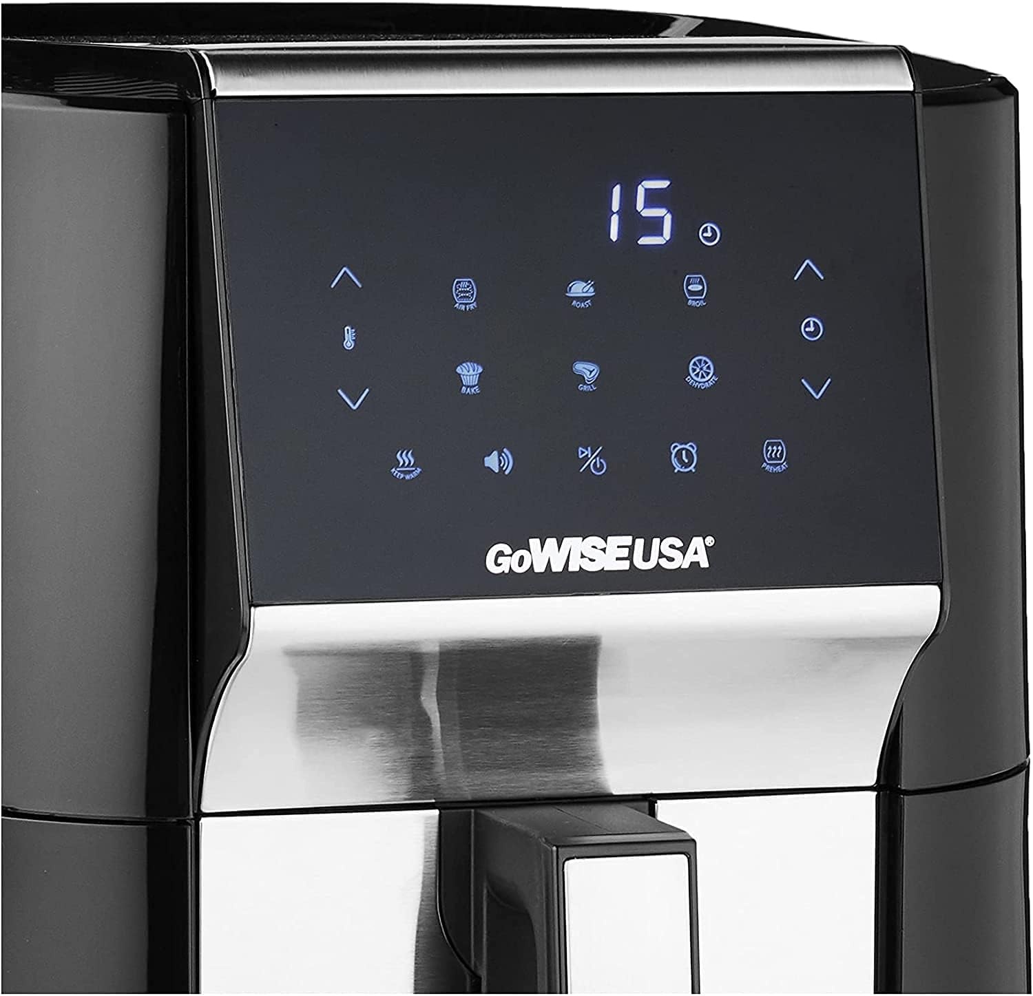 GoWISE USA 7-Quart Air Fryer & Dehydrator – with Ergonomic Touchscreen Display with Stackable Dehydrating Racks with Preheat & Broil Functions + 100 Recipes (Black/Copper))(Black/Silver)