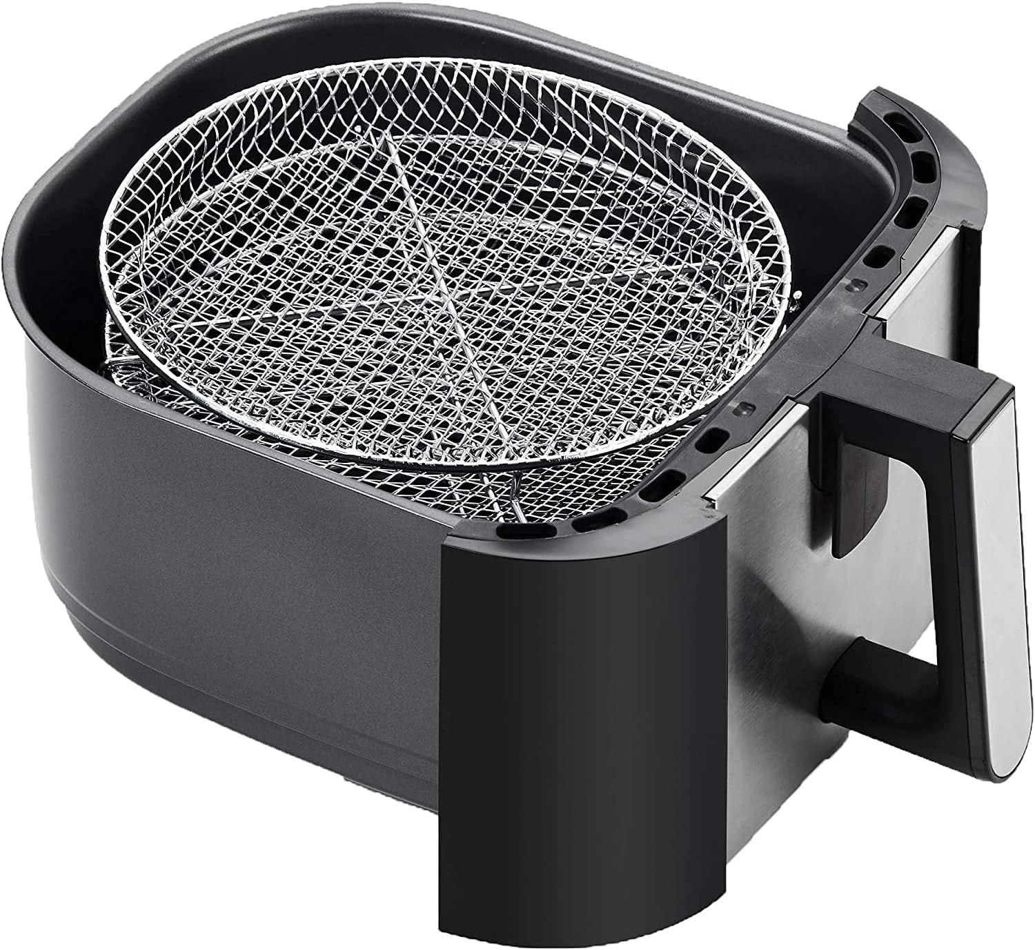 GoWISE USA 7-Quart Air Fryer & Dehydrator – with Ergonomic Touchscreen Display with Stackable Dehydrating Racks with Preheat & Broil Functions + 100 Recipes (Black/Copper))(Black/Silver)