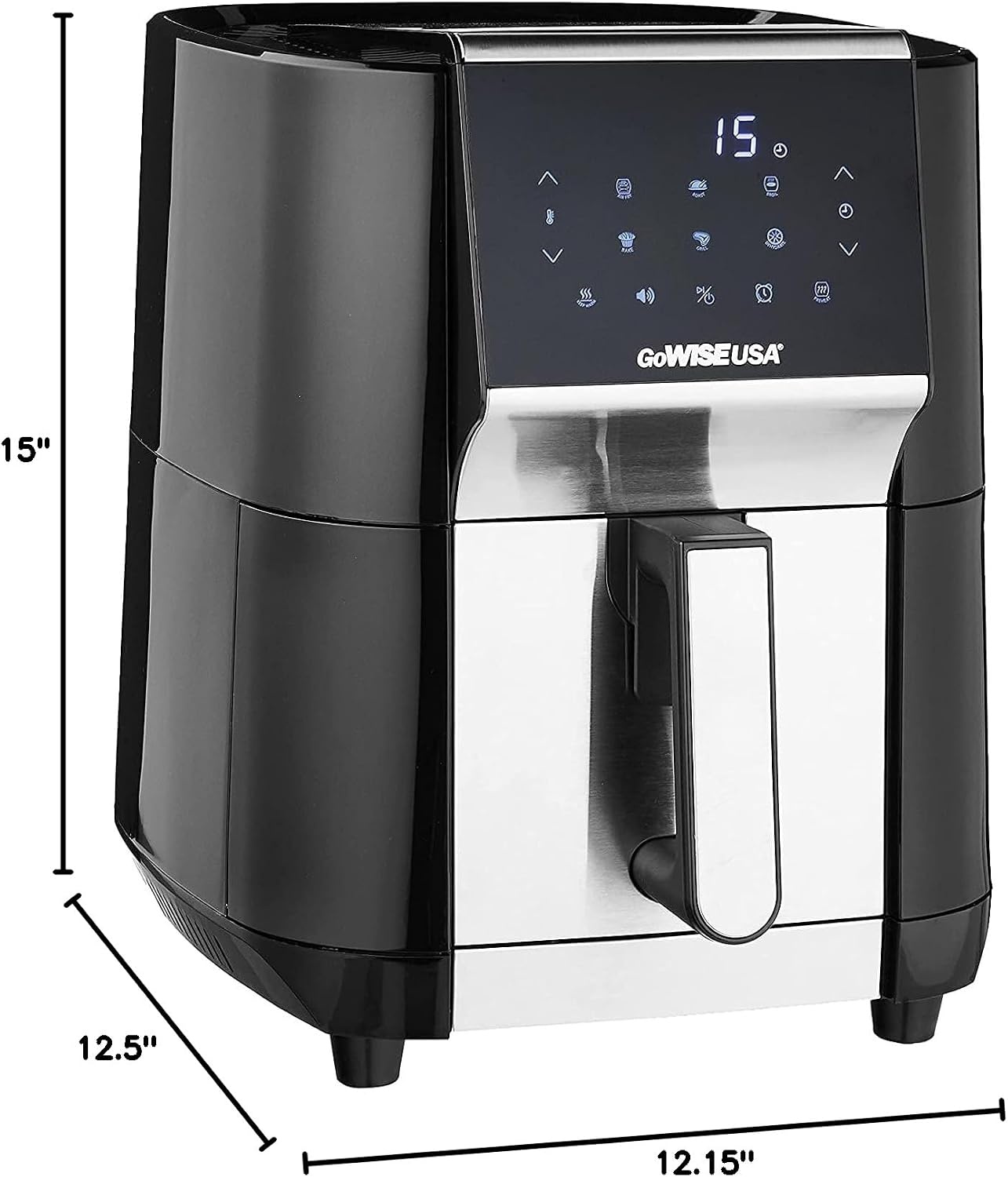 GoWISE USA 7-Quart Air Fryer & Dehydrator – with Ergonomic Touchscreen Display with Stackable Dehydrating Racks with Preheat & Broil Functions + 100 Recipes (Black/Copper))(Black/Silver)