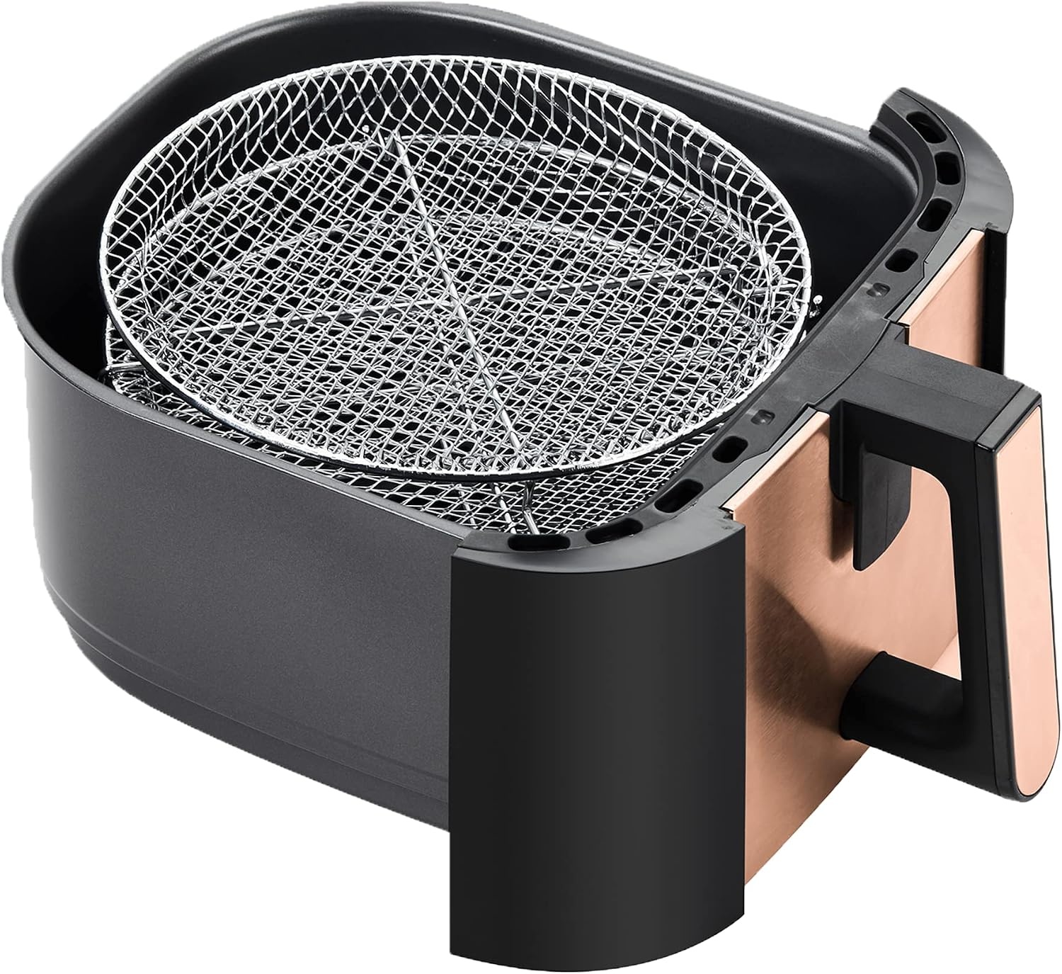 GoWISE USA 7-Quart Air Fryer & Dehydrator – with Ergonomic Touchscreen Display with Stackable Dehydrating Racks with Preheat & Broil Functions + 100 Recipes (Black/Copper))(Black/Copper)