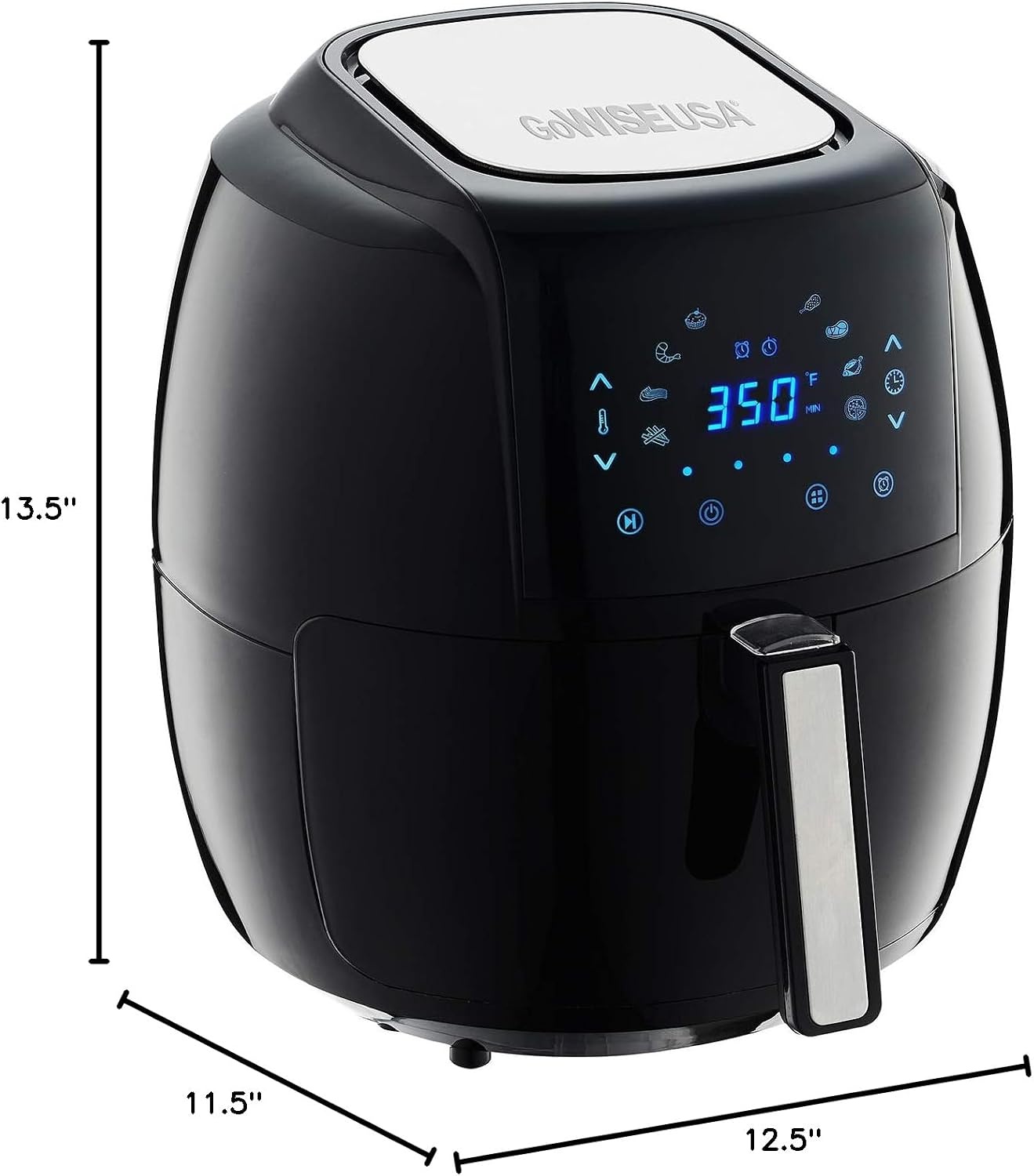 GoWISE USA GW22731 5.8-Quarts 8-in-1 Electric Air Fryer XL + 50 Recipes for your Air Fryer Book (Black)(Black)