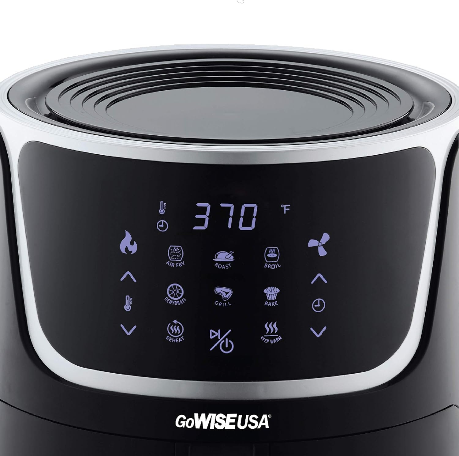 GoWISE 7-Quart Electric Air Fryer with Dehydrating Function and 3 Stackable Racks + 1-Pack of Parchment Paper, LED Digital Touchscreen with 8 Functions + 100 Recipes (Black/Silver)