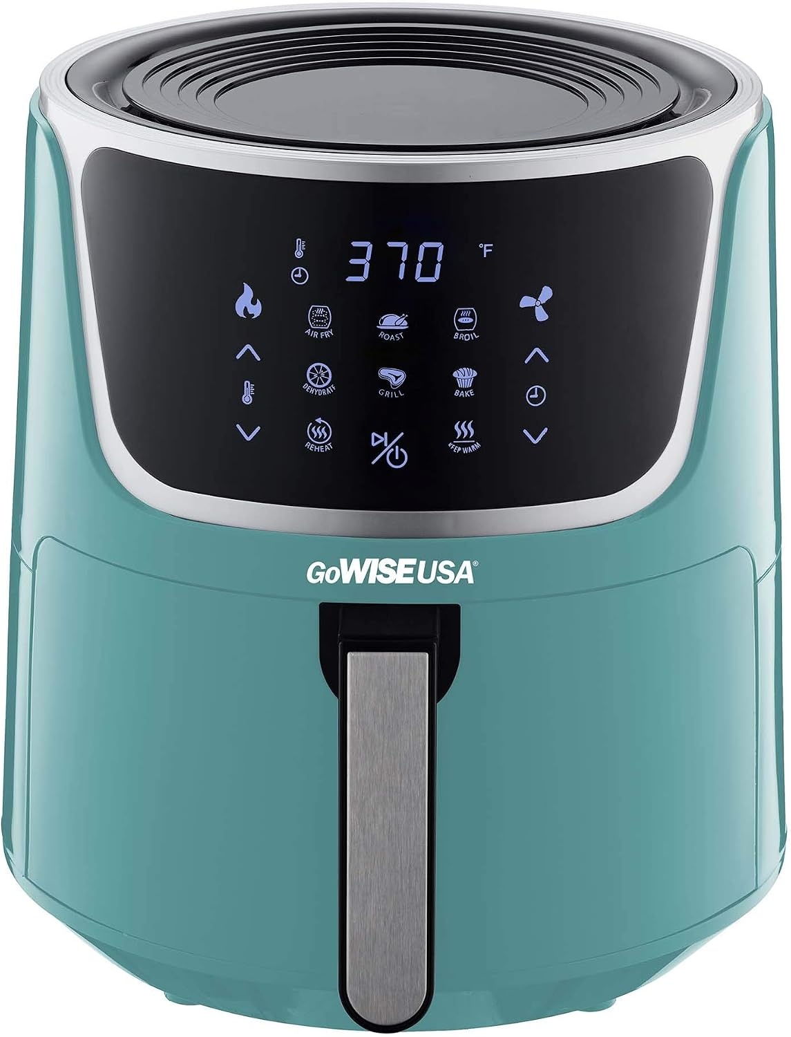 GoWISE 7-Quart Electric Air Fryer with Dehydrating Function and 3 Stackable Racks + 1-Pack of Parchment Paper, LED Digital Touchscreen with 8 Functions + 100 Recipes (Mint/Silver)