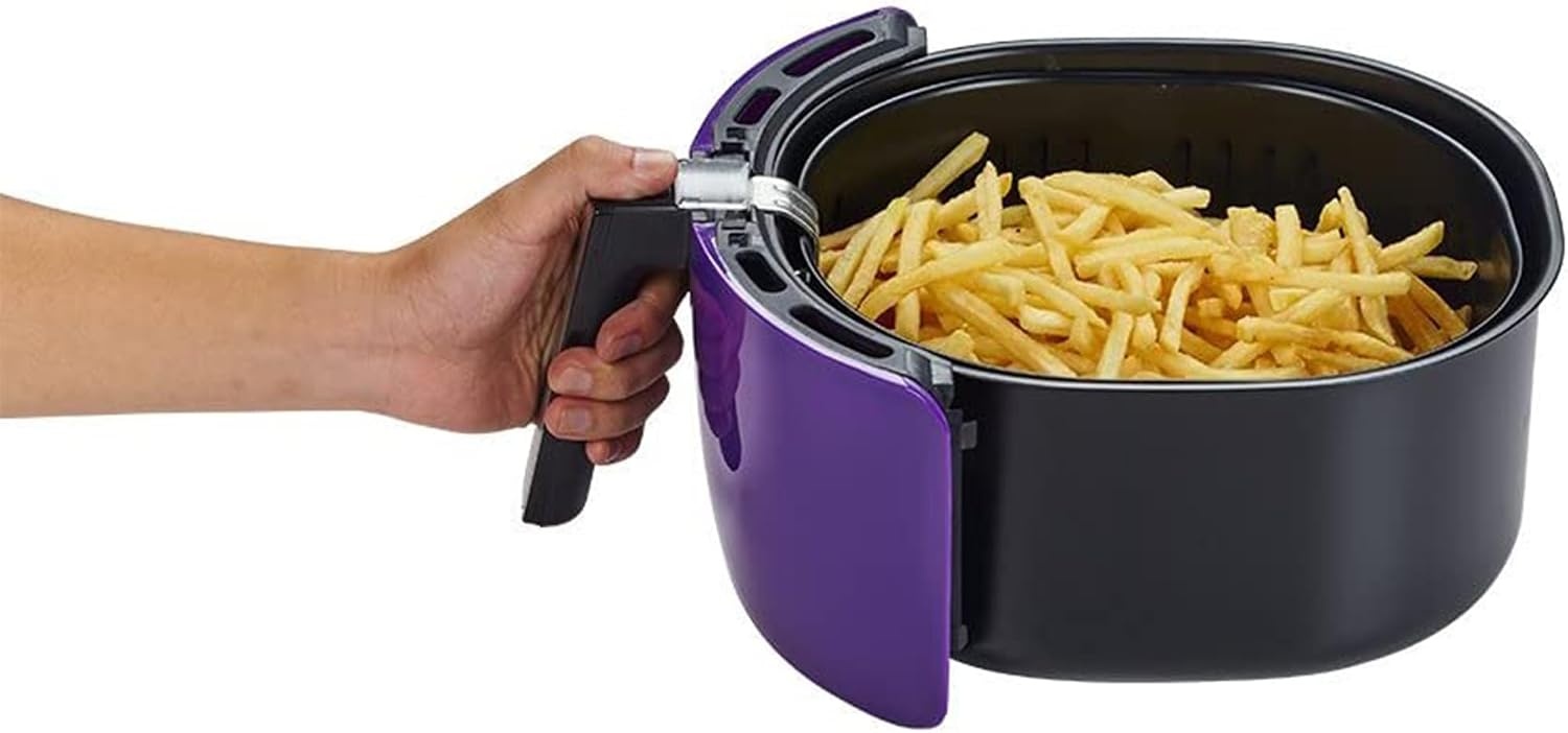 GoWISE USA GWAC22003 5.8-Quart Air Fryer with Accessories, 6 Pcs, and 8 Cooking Presets + 100 Recipes (Black), Qt(Plum + Accessories)