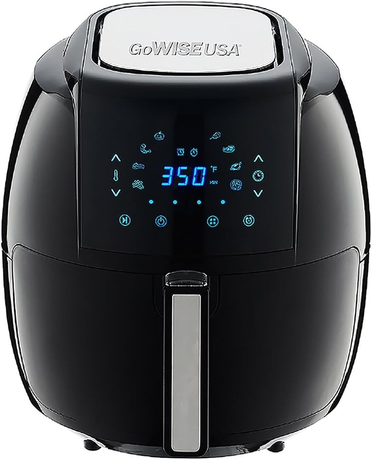 GoWISE USA 5.8 Quart Digital Touchscreen Air Fryer with Grill Rack (Black)