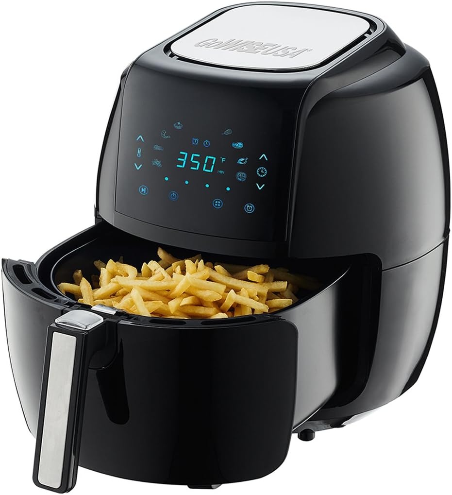 GoWISE USA 5.8 Quart Digital Touchscreen Air Fryer with Grill Rack (Black)