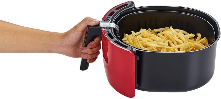 5.8 Quart Digital Touchscreen Air Fryer with Cake Pan + 50 Recipes for your Air Fryer Book (Red)