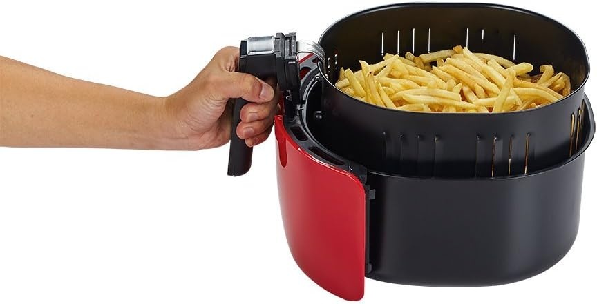 5.8 Quart Digital Touchscreen Air Fryer with Cake Pan + 50 Recipes for your Air Fryer Book (Red)