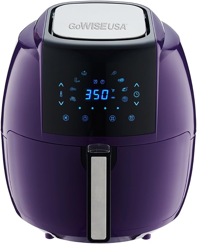 GoWISE USA 5.8 Quart Digital Touchscreen Air Fryer with Grill Rack (Plum)