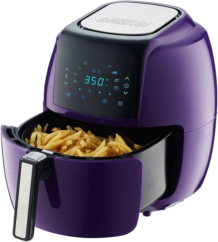 GoWISE USA 5.8 Quart Digital Touchscreen Air Fryer with Grill Rack (Plum)