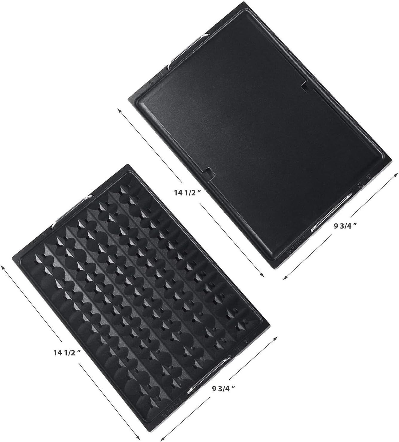 GoWISE USA GW88000 2-in-1 Smokeless Indoor Grill and Griddle with Interchangeable Plates and Removable Drip Pan + 20 Recipes (Black), Large
