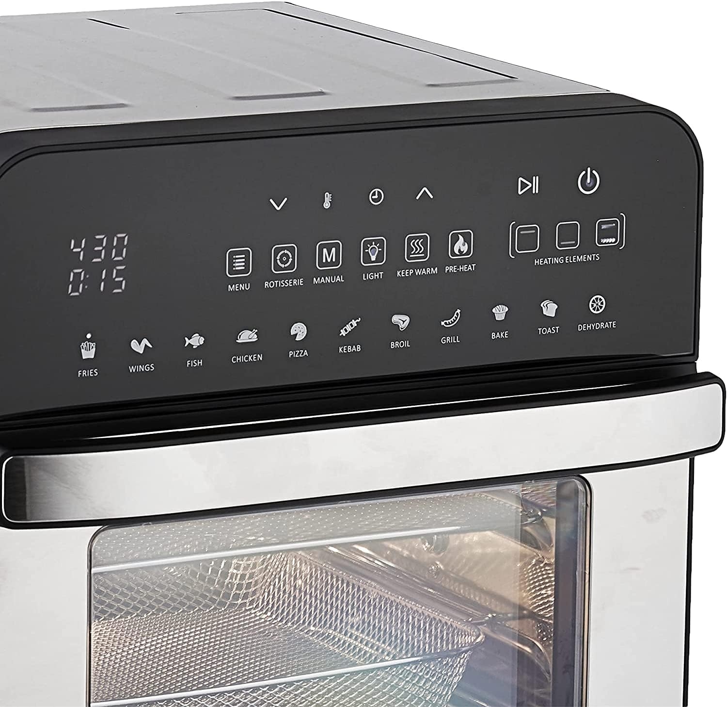 GoWISE USA GW44803 Ultra 12.7-Quart Electric Air Fryer Oven with Rotisserie and Dehydrator + 11 Accessories and 50 Recipes, Black, QT(Stainless Steel)