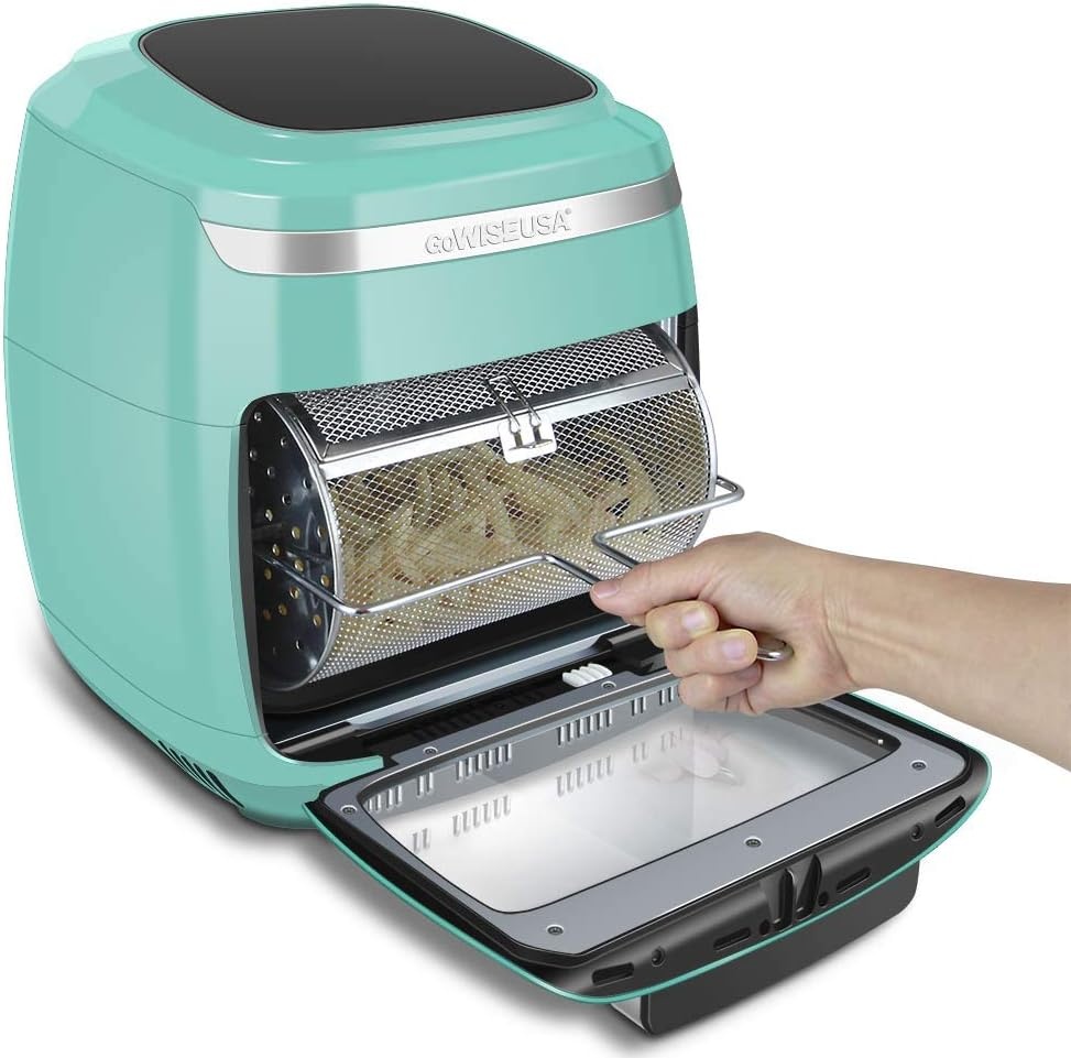 GoWISE USA GW77723 11.6-Quart Air Fryer Toaster Oven with Rotisserie & Dehydrator + 50 Recipes, Vibe Mint(Mint)