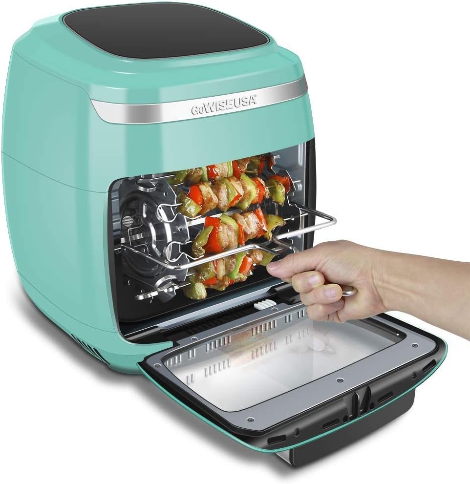 GoWISE USA GW77723 11.6-Quart Air Fryer Toaster Oven with Rotisserie & Dehydrator + 50 Recipes, Vibe Mint(Mint)