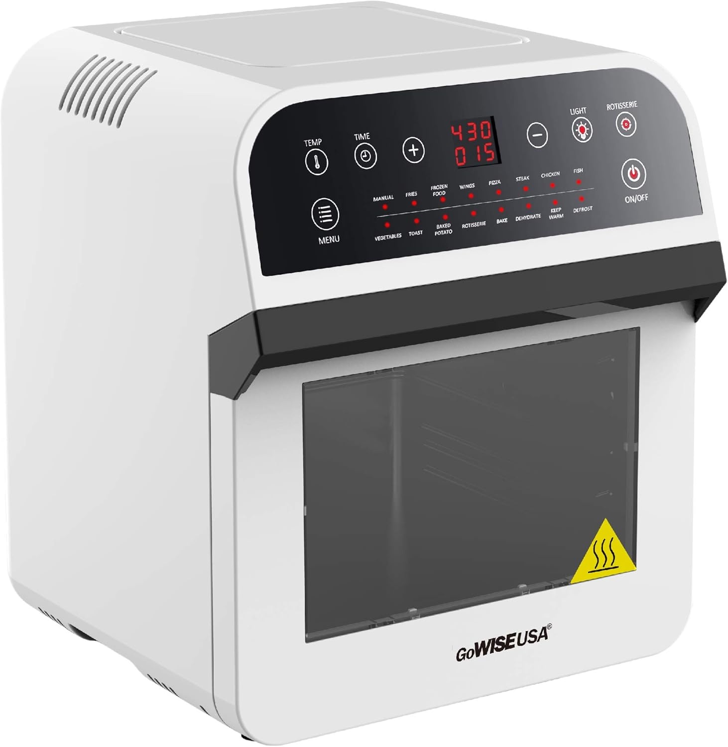 GoWISE USA GW44803 Ultra 12.7-Quart Electric Air Fryer Oven with Rotisserie and Dehydrator + 11 Accessories and 50 Recipes, Black, QT(White)