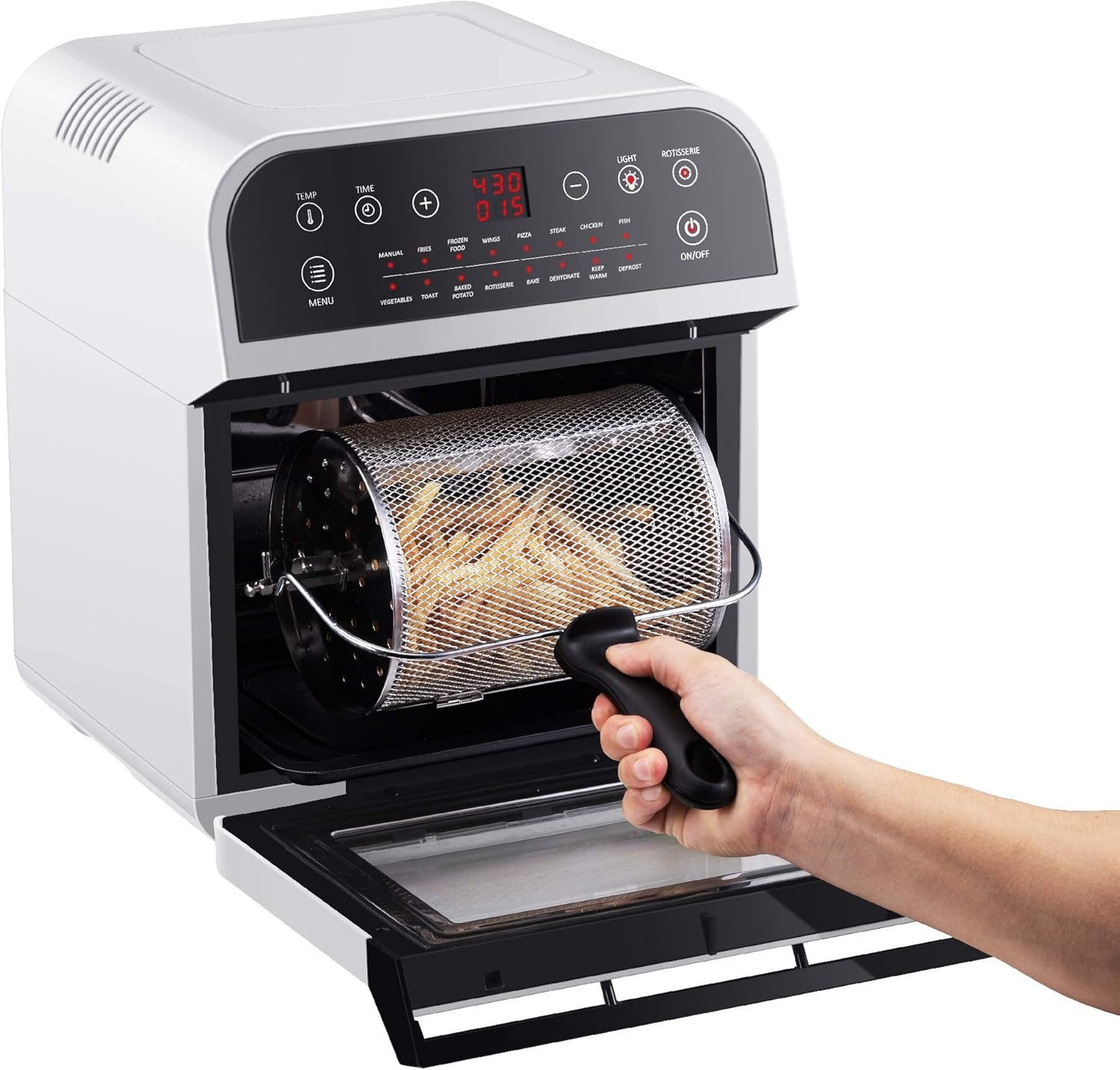 GoWISE USA GW44803 Ultra 12.7-Quart Electric Air Fryer Oven with Rotisserie and Dehydrator + 11 Accessories and 50 Recipes, Black, QT(White)