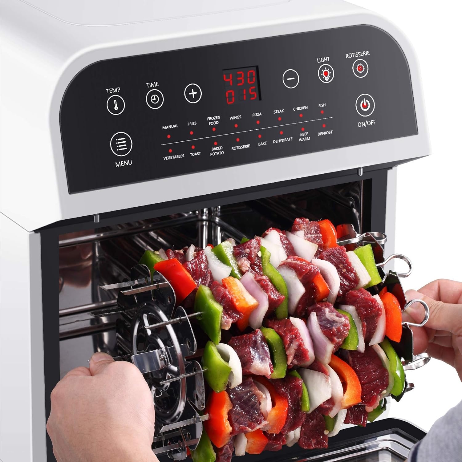 GoWISE USA GW44803 Ultra 12.7-Quart Electric Air Fryer Oven with Rotisserie and Dehydrator + 11 Accessories and 50 Recipes, Black, QT(White)