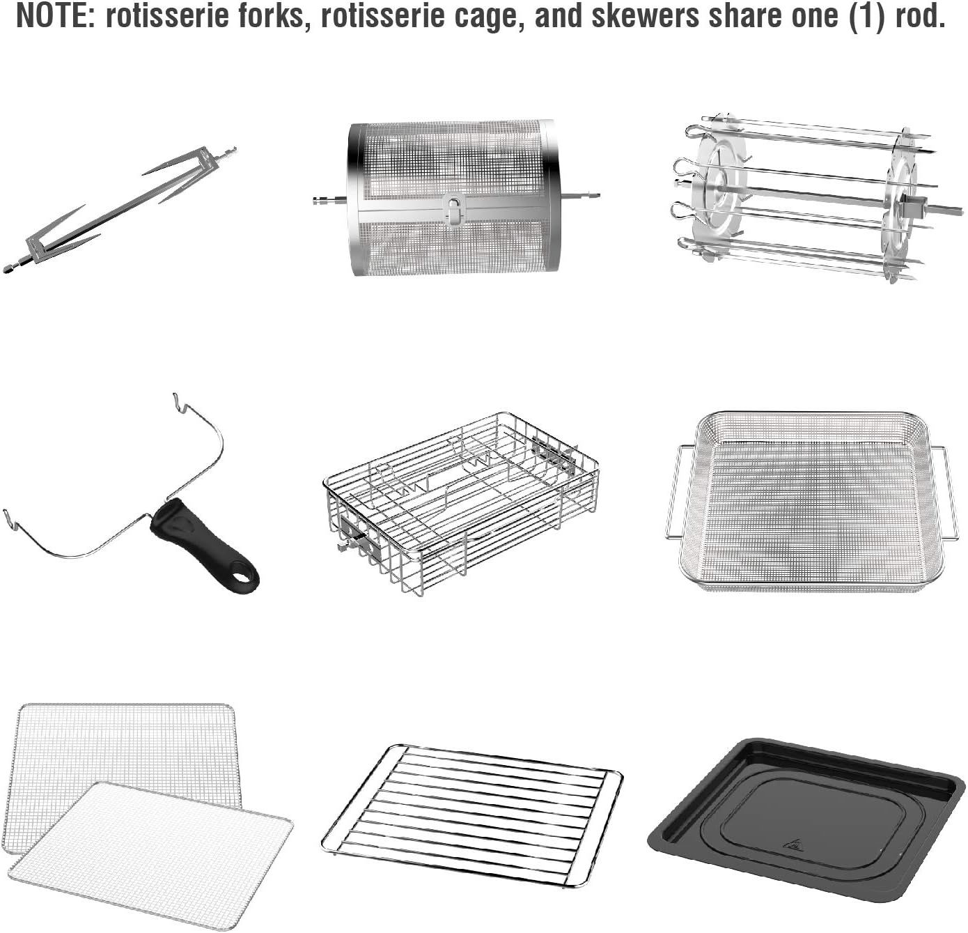 GoWISE USA GW44803 Ultra 12.7-Quart Electric Air Fryer Oven with Rotisserie and Dehydrator + 11 Accessories and 50 Recipes, Black, QT(White)