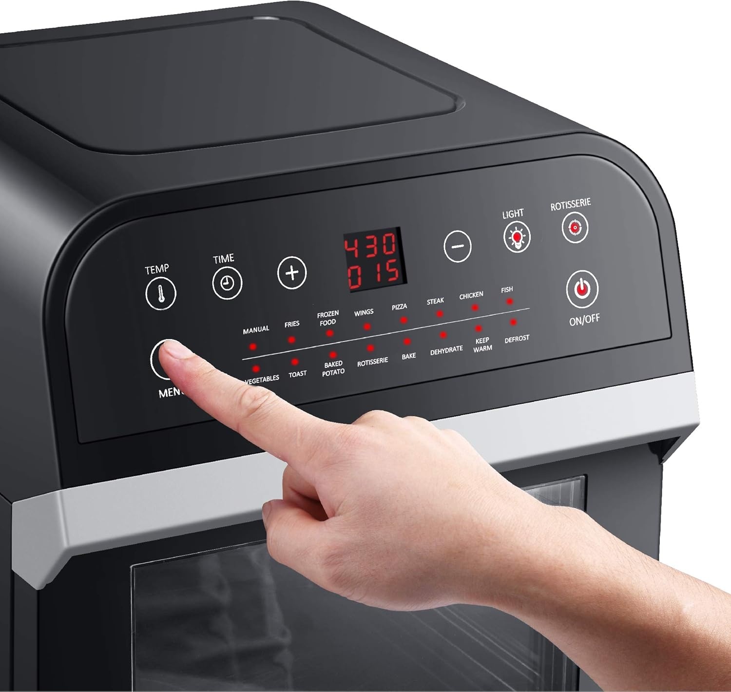 GoWISE USA GW44803 Ultra 12.7-Quart Electric Air Fryer Oven with Rotisserie and Dehydrator + 11 Accessories and 50 Recipes, Black, QT(Black/Silver)