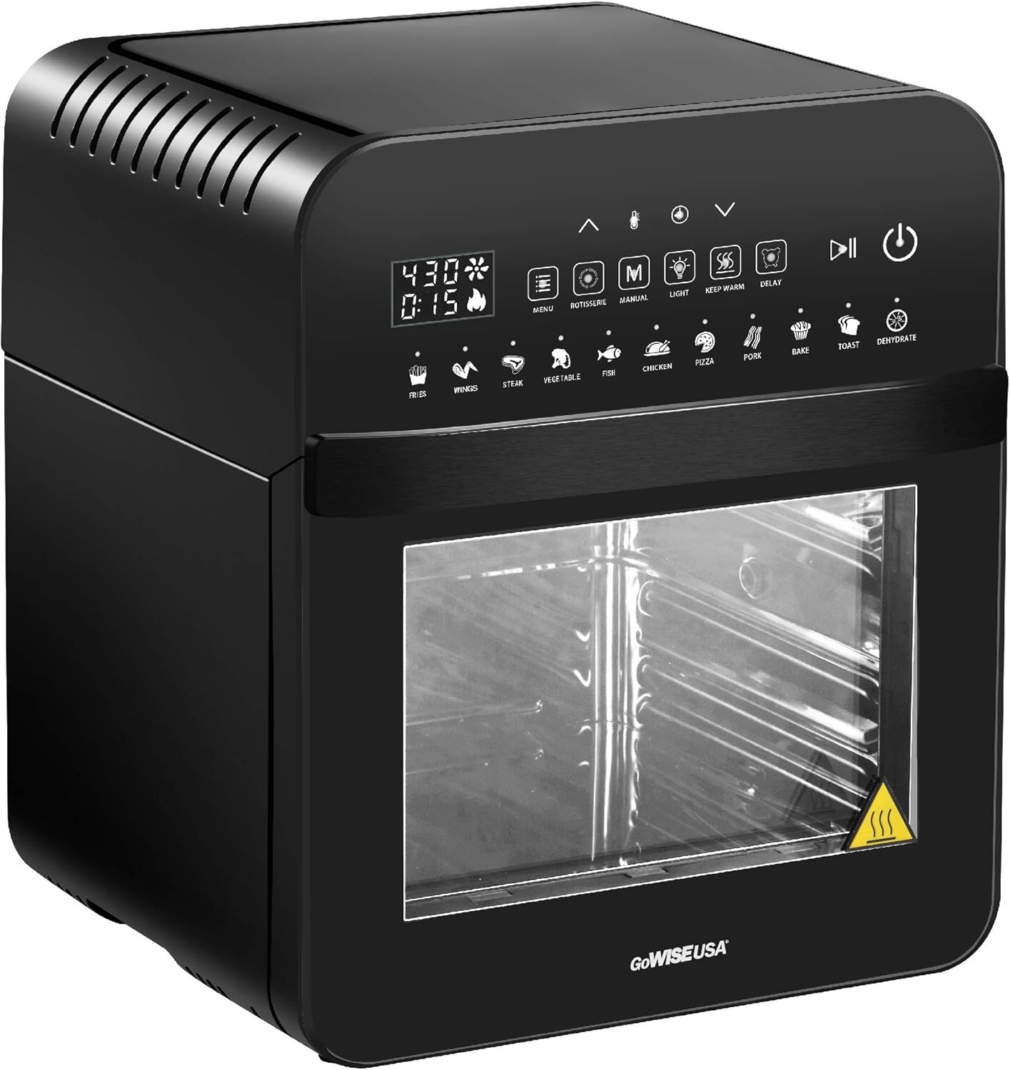GoWISE USA GW44803 Ultra 12.7-Quart Electric Air Fryer Oven with Rotisserie and Dehydrator + 11 Accessories and 50 Recipes, Black, QT(Black)