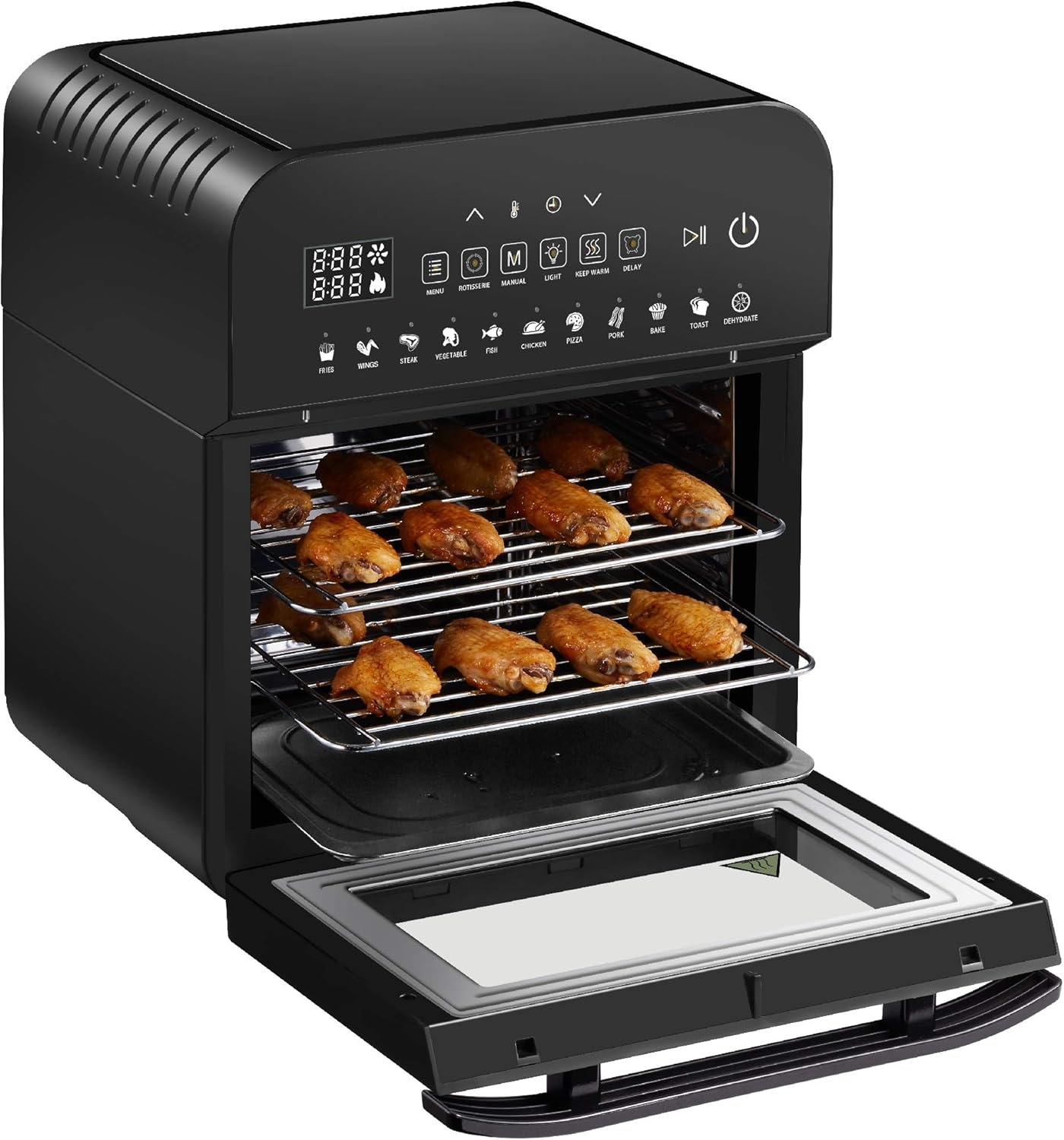 GoWISE USA GW44803 Ultra 12.7-Quart Electric Air Fryer Oven with Rotisserie and Dehydrator + 11 Accessories and 50 Recipes, Black, QT(Black)