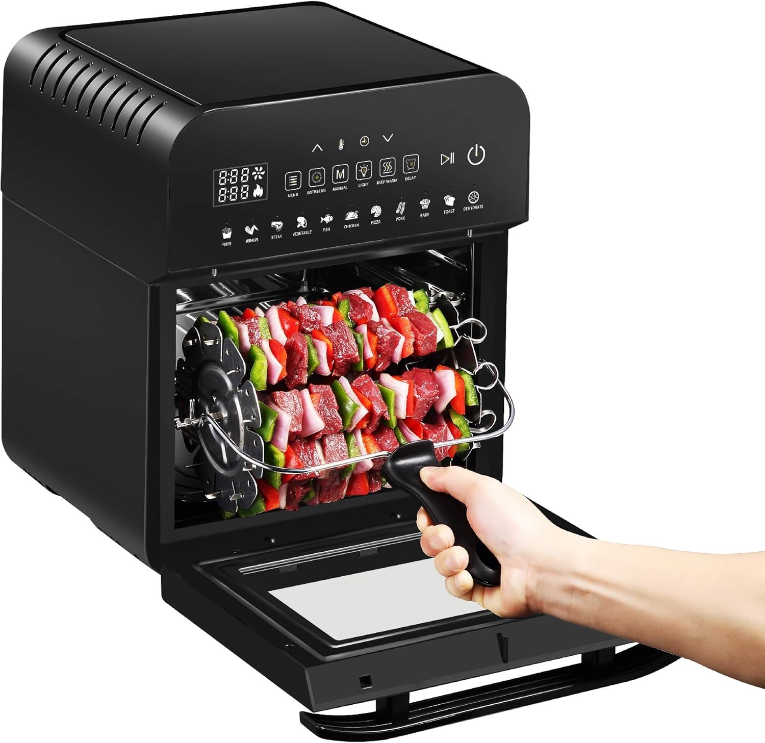 GoWISE USA GW44803 Ultra 12.7-Quart Electric Air Fryer Oven with Rotisserie and Dehydrator + 11 Accessories and 50 Recipes, Black, QT(Black)
