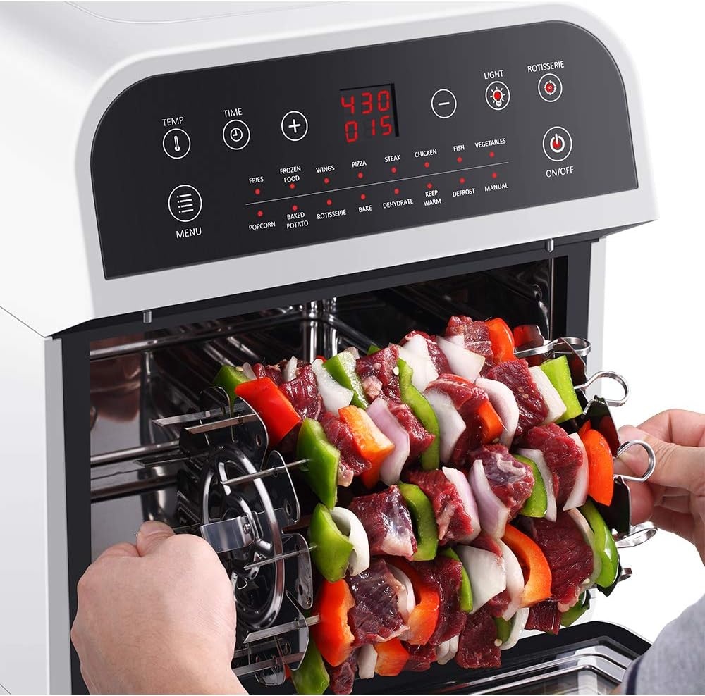GoWISE USA GW44803 Ultra 12.7-Quart Electric Air Fryer Oven with Rotisserie and Dehydrator + 11 Accessories and 50 Recipes, Black, QT(Red)