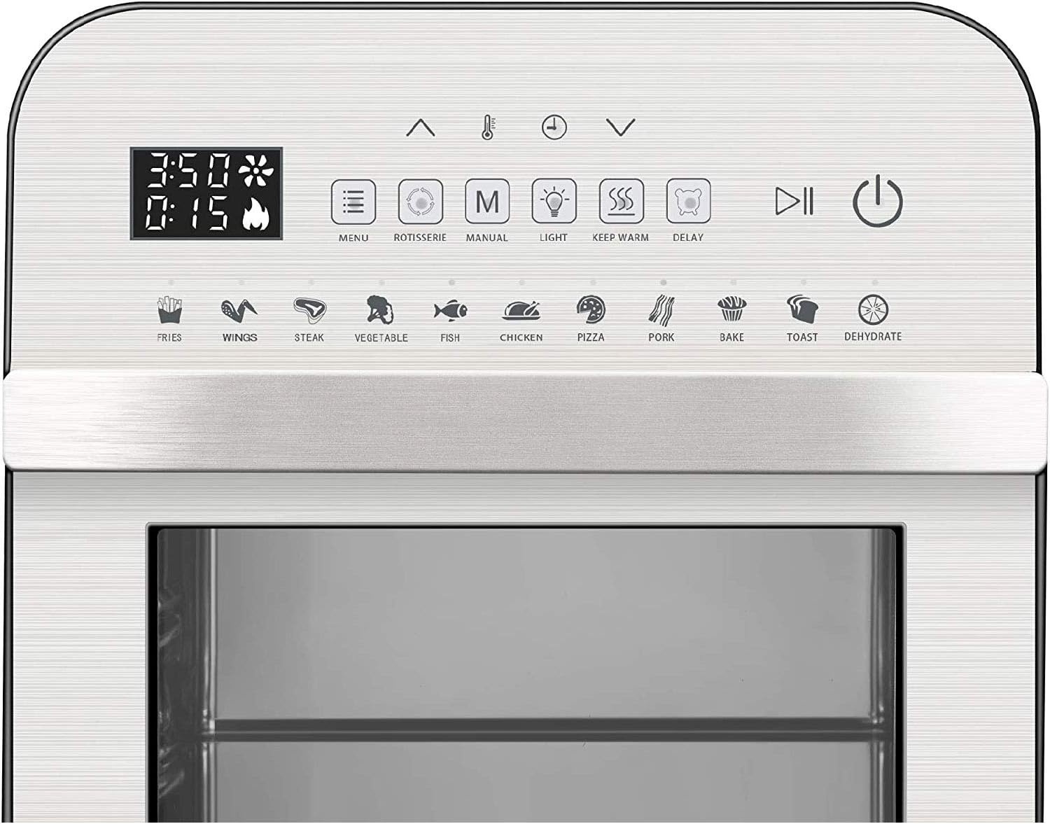 GoWISE USA GW44803 Ultra 12.7-Quart Electric Air Fryer Oven with Rotisserie and Dehydrator + 11 Accessories and 50 Recipes, Black, QT(Silver)