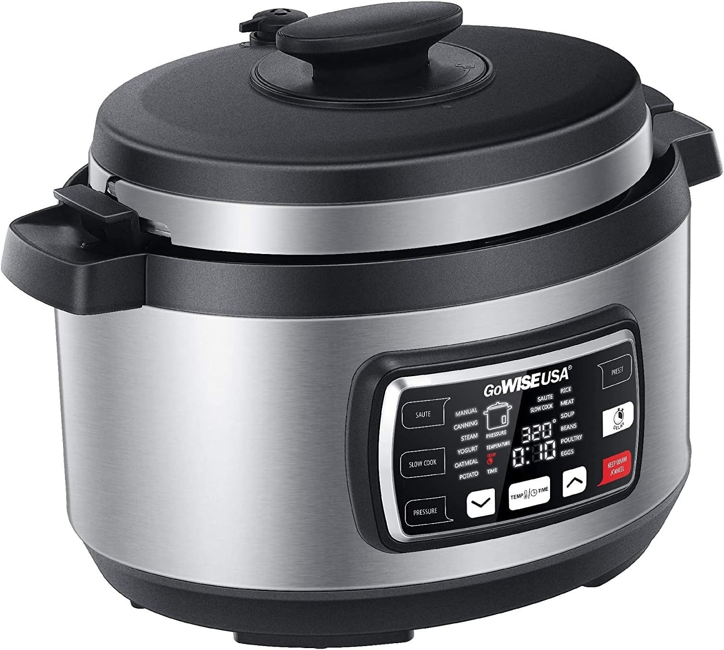 GoWISE USA GW22708 Ovate 8.5-Qt 12-In-1 Electric Pressure Cooker Oval with Slow Cook, Rice, Yogurt, Egg, Saute, Steamer, Keep Warm Functions + Accessories & Recipes(9.5 Quarts)