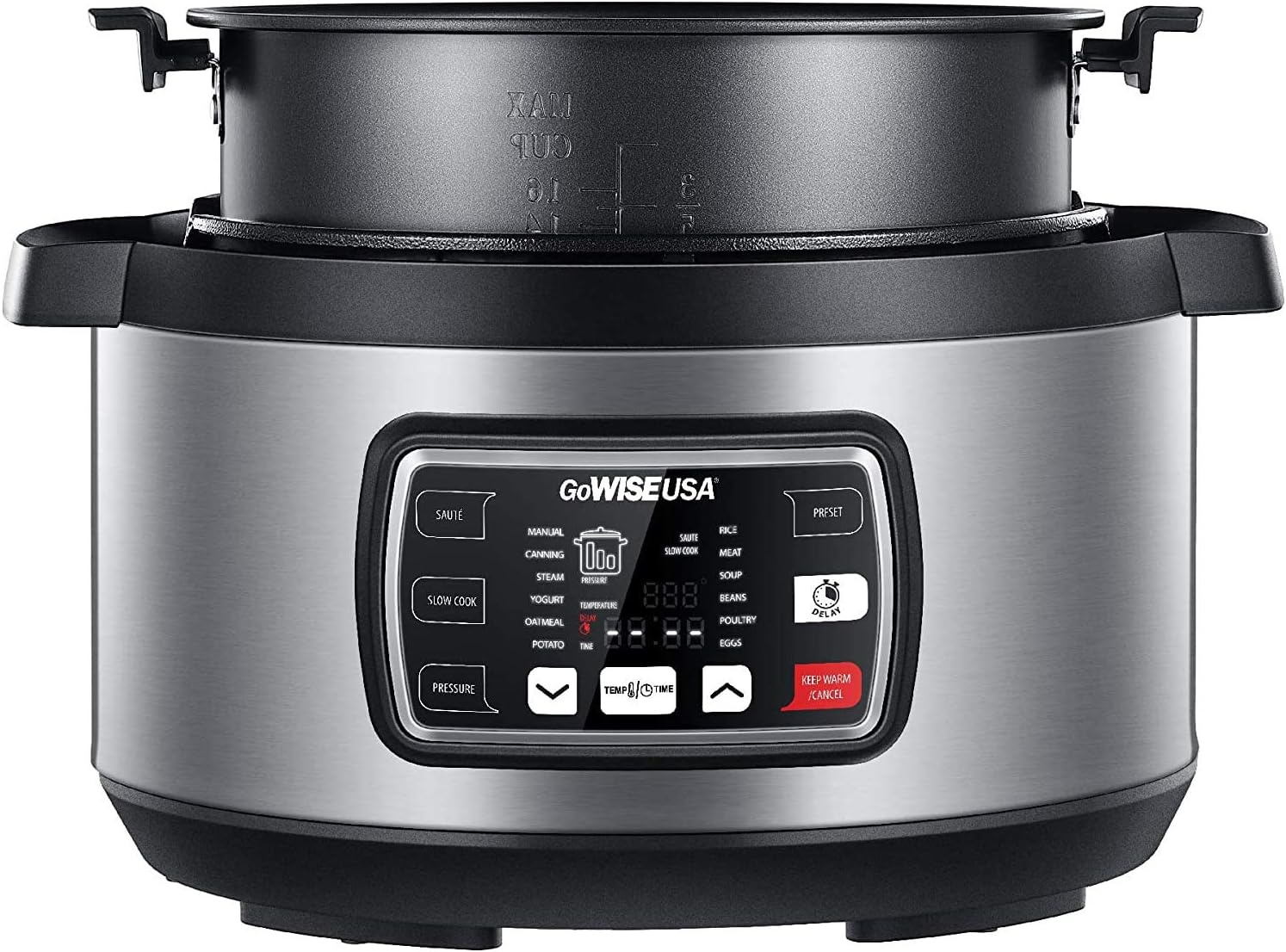 GoWISE USA GW22708 Ovate 8.5-Qt 12-In-1 Electric Pressure Cooker Oval with Slow Cook, Rice, Yogurt, Egg, Saute, Steamer, Keep Warm Functions + Accessories & Recipes(9.5 Quarts)