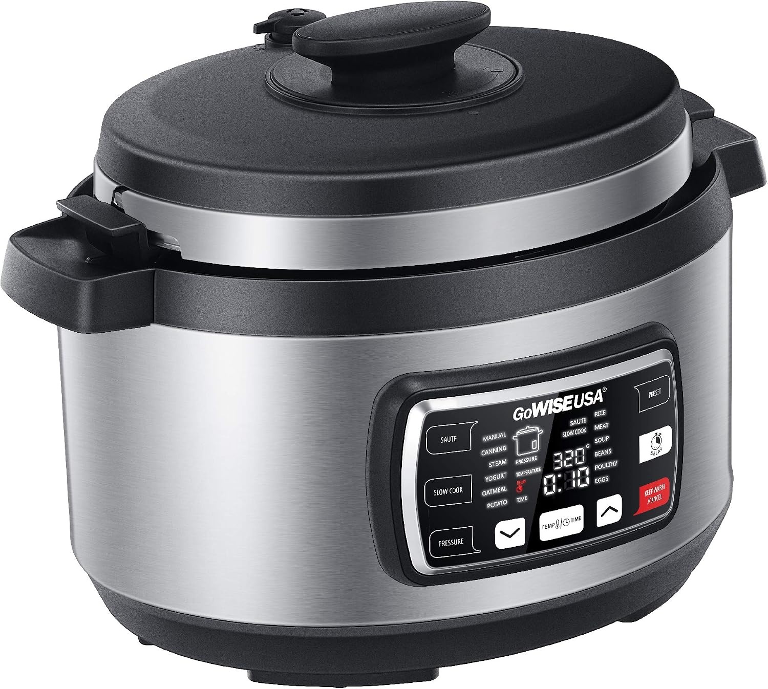GoWISE USA GW22708 Ovate 8.5-Qt 12-In-1 Electric Pressure Cooker Oval with Slow Cook, Rice, Yogurt, Egg, Saute, Steamer, Keep Warm Functions + Accessories & Recipes(8.5 Quarts)