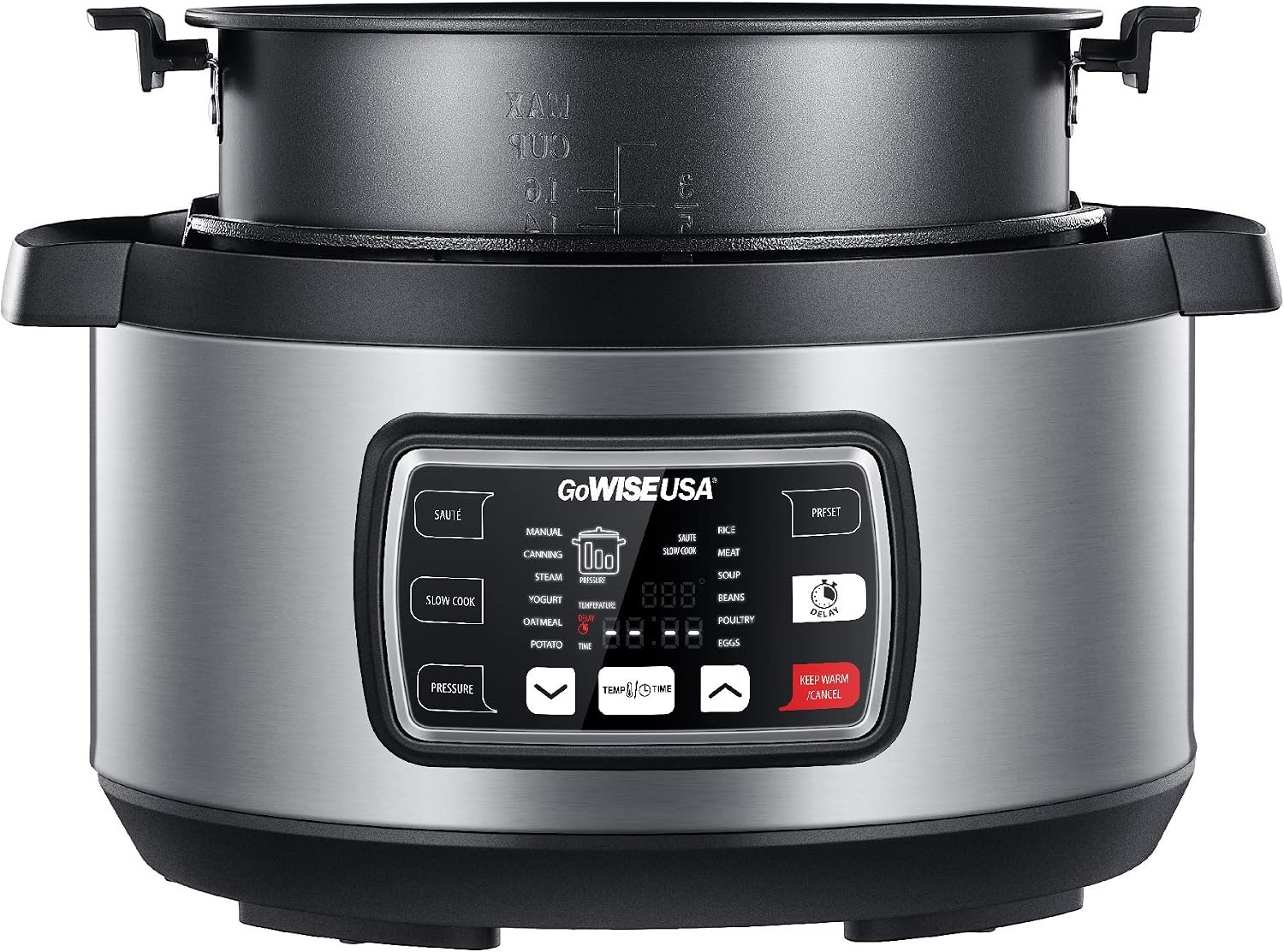 GoWISE USA GW22708 Ovate 8.5-Qt 12-In-1 Electric Pressure Cooker Oval with Slow Cook, Rice, Yogurt, Egg, Saute, Steamer, Keep Warm Functions + Accessories & Recipes(8.5 Quarts)