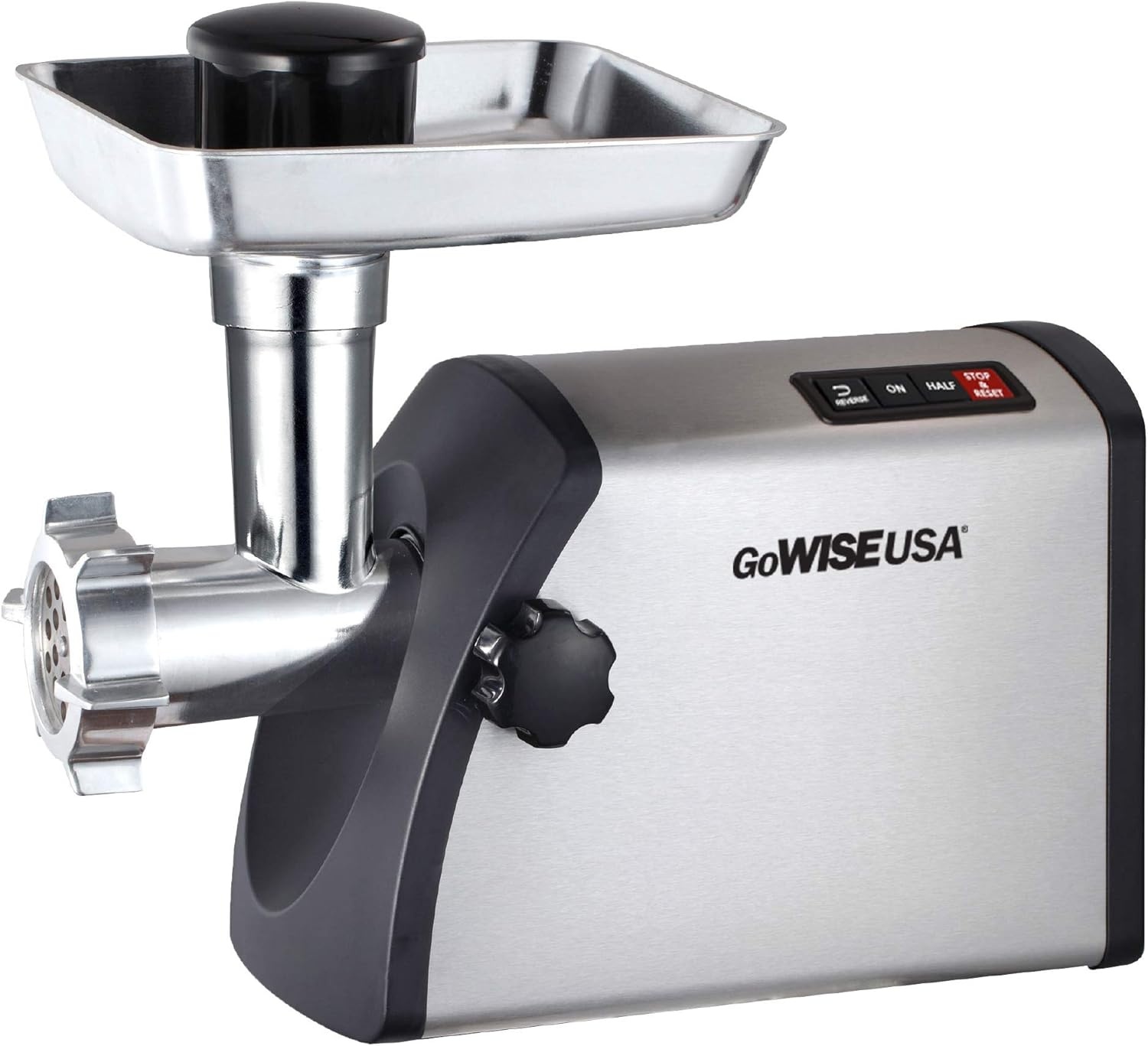 GoWISE USA 4-in-1 Heavy Duty Electric Meat Grinder and Food Processor, Vegetable Slicer, Sausage Maker, Kibbe Kit with 3 Cutting Plates, Stainless Steel Cutting Blade + Recipe Book, GW88011