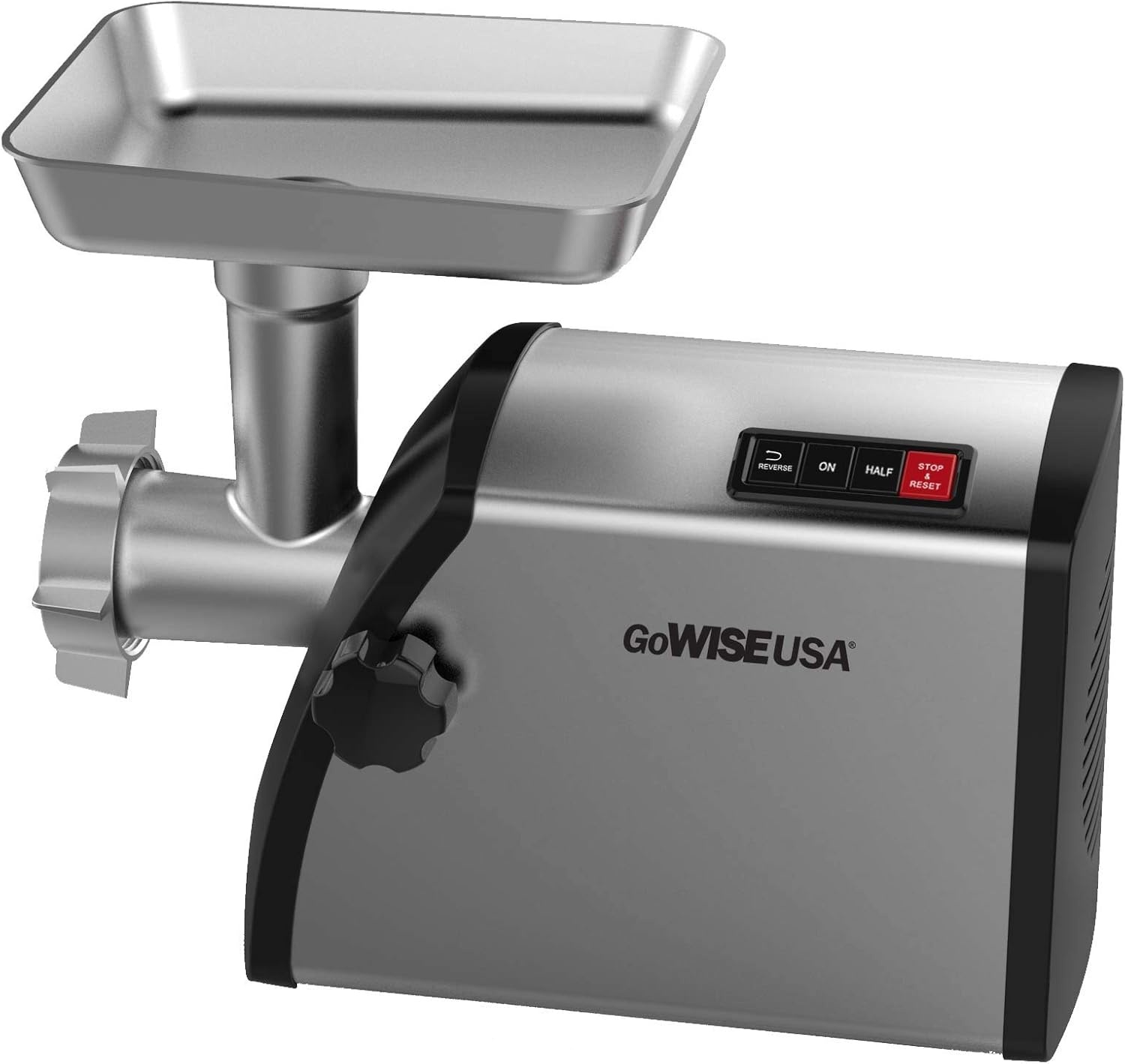 GoWISE USA 4-in-1 Heavy Duty Electric Meat Grinder and Food Processor, Vegetable Slicer, Sausage Maker, Kibbe Kit with 3 Cutting Plates, Stainless Steel Cutting Blade + Recipe Book, GW88011