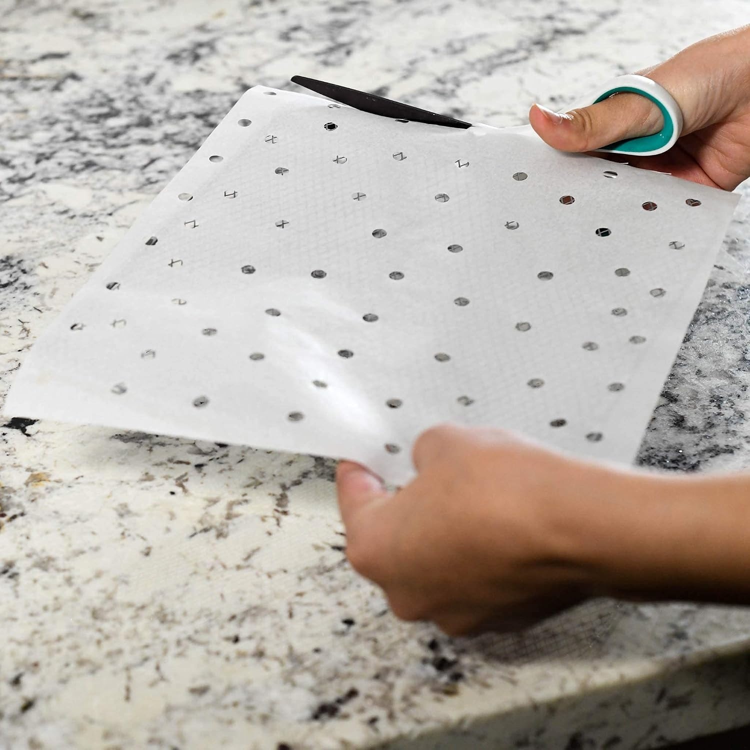 GoWISE USA GWA0011 Perforated Parchment Non-Stick Liners for Air Fryer Toaster Ovens, Dehydrators, Steaming, Dumplings-100 Pcs, 11.5 x 10 inches, White