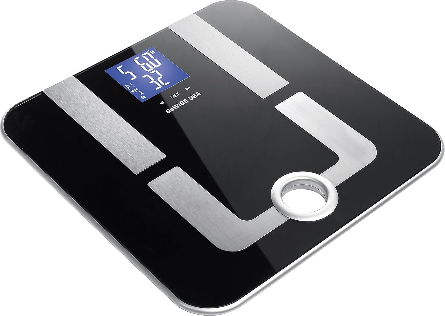 GoWISE USA Slim Digital Bathroom Scale – Measures Weight, Body Fat, Water, & Bone Mass 400 Lbs Capacity Tempered Glass GW22027